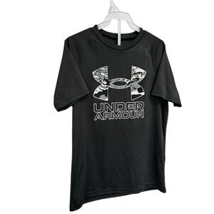 Under Armour‎ Boys' Camo Logo T-Shirt Black Size M Short Sleeve
